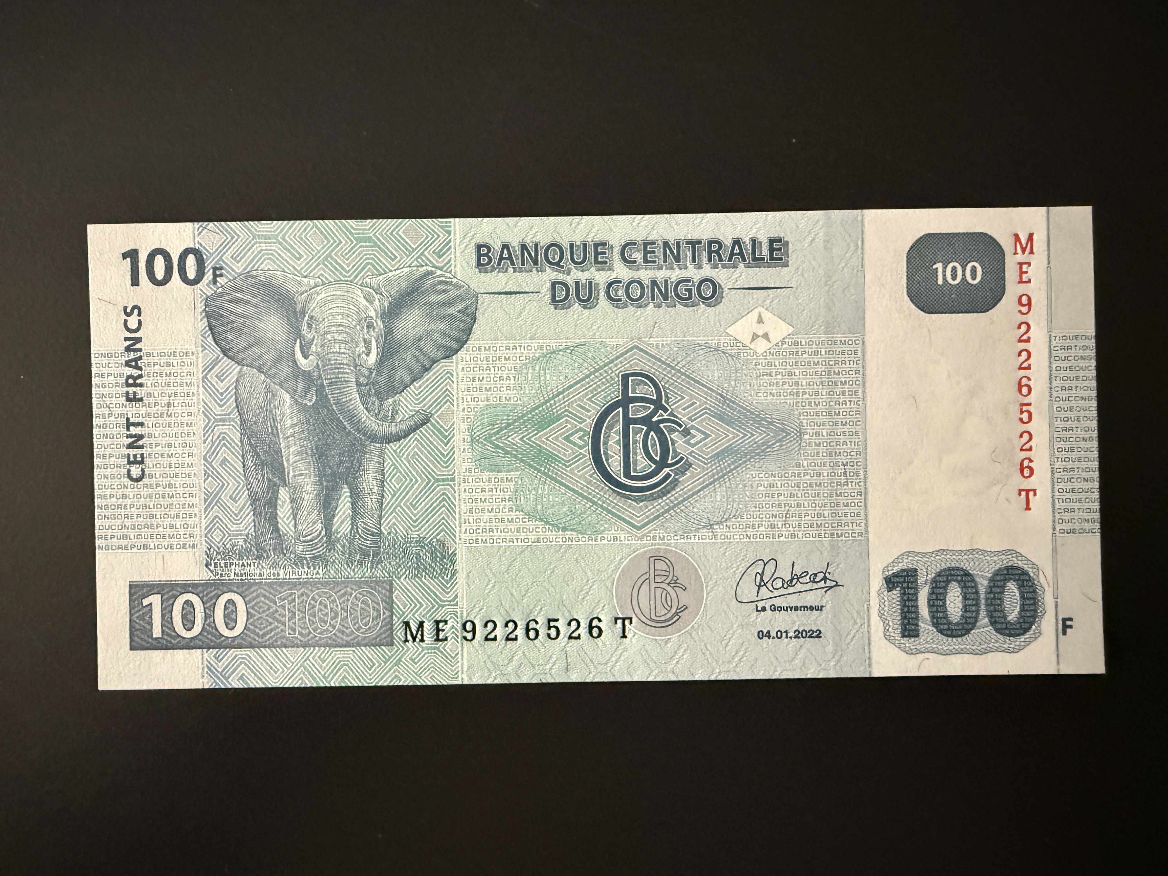 CONGO DEM. REP. 100 Francs 4.1.2022 (P.98) UNC