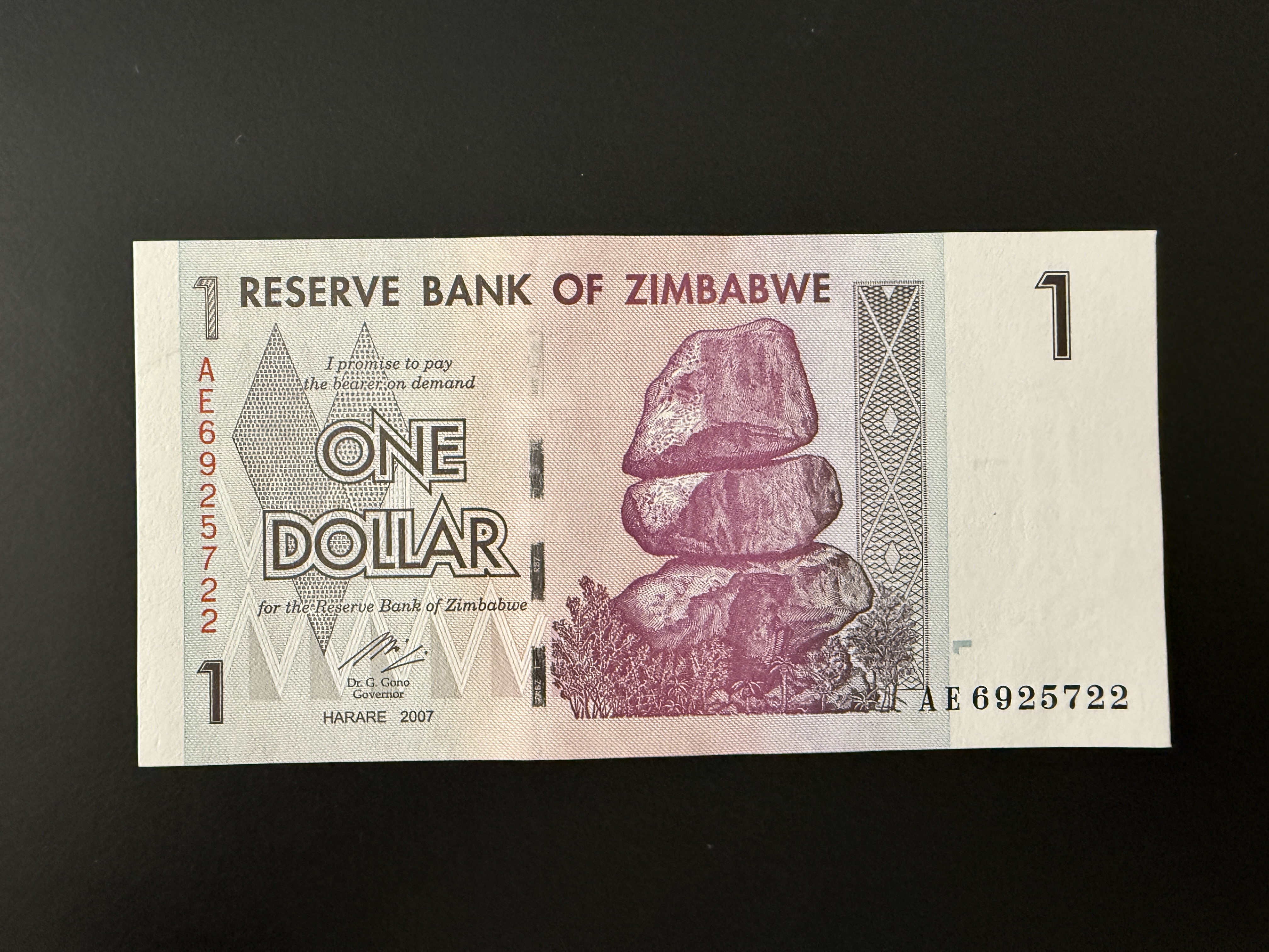ZIMBABWE 1 Dollar 2007 (P.65) UNC