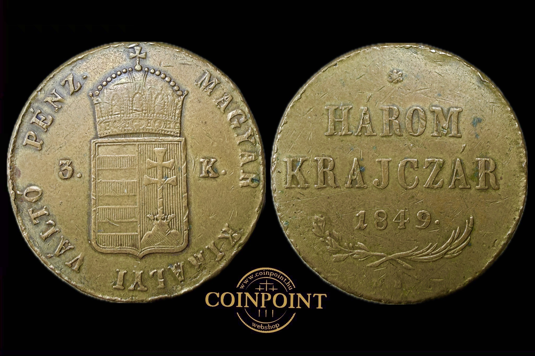 Szabadságharc 3 Krajcár 1849 Adamo B1.1