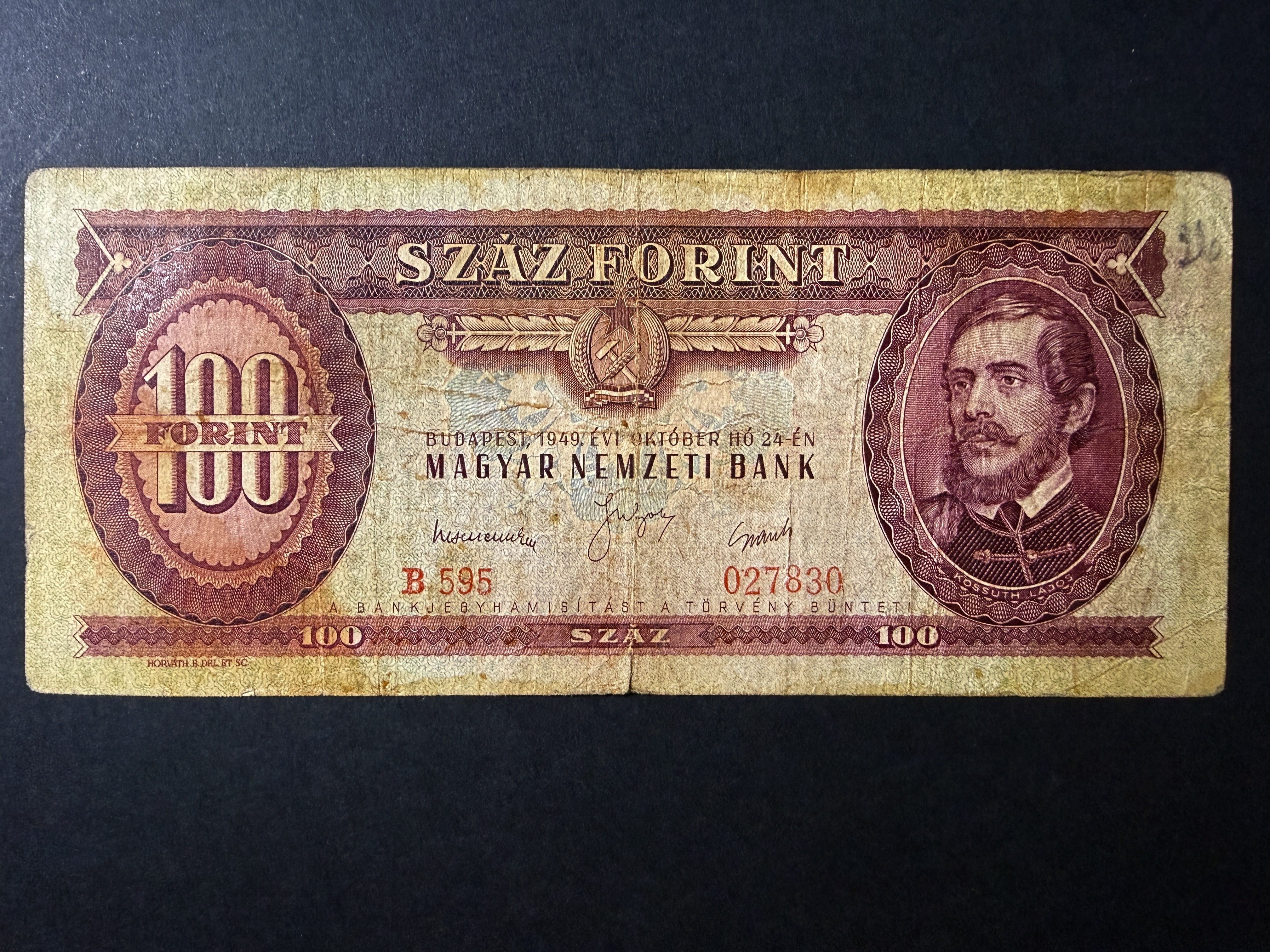 100 Forint (1949) F Adamo F28