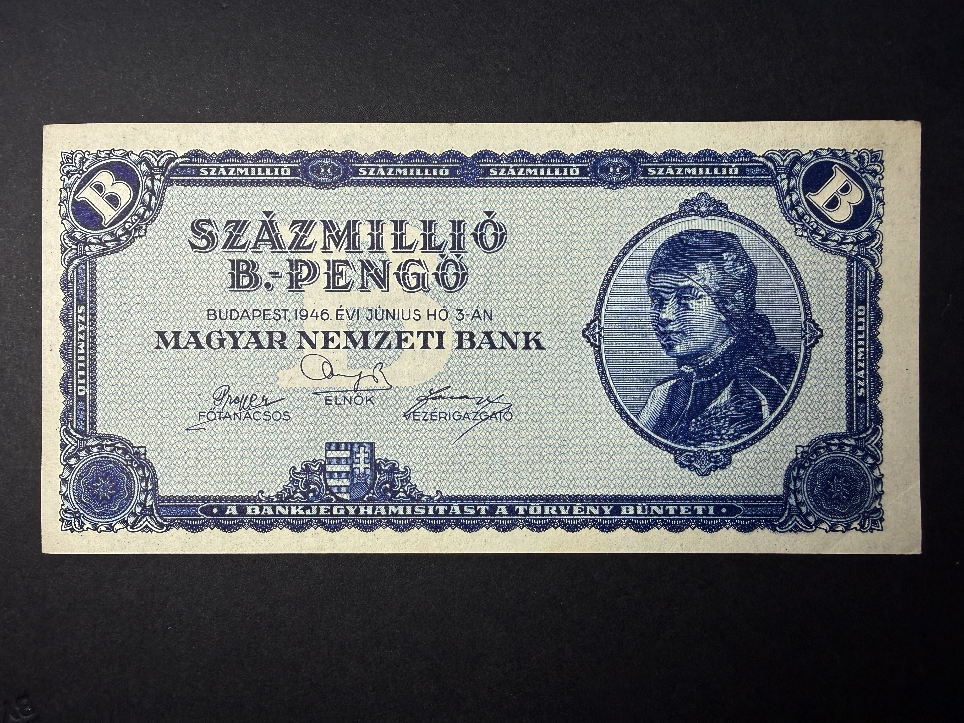 Százmillió B.Pengő (1946) EF Adamo P39