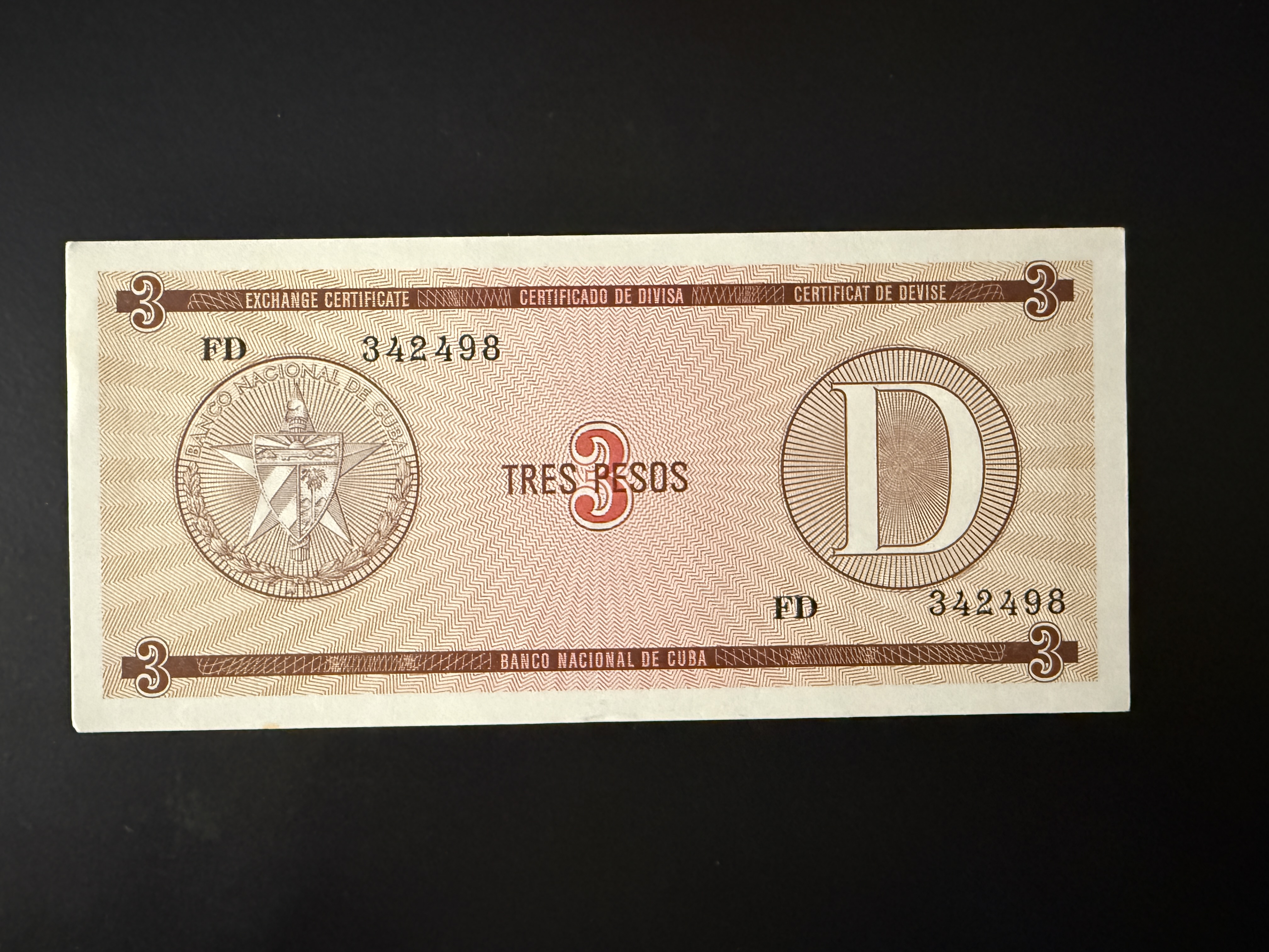 CUBA 3 Pesos 1985 (P.FX33) UNC - 