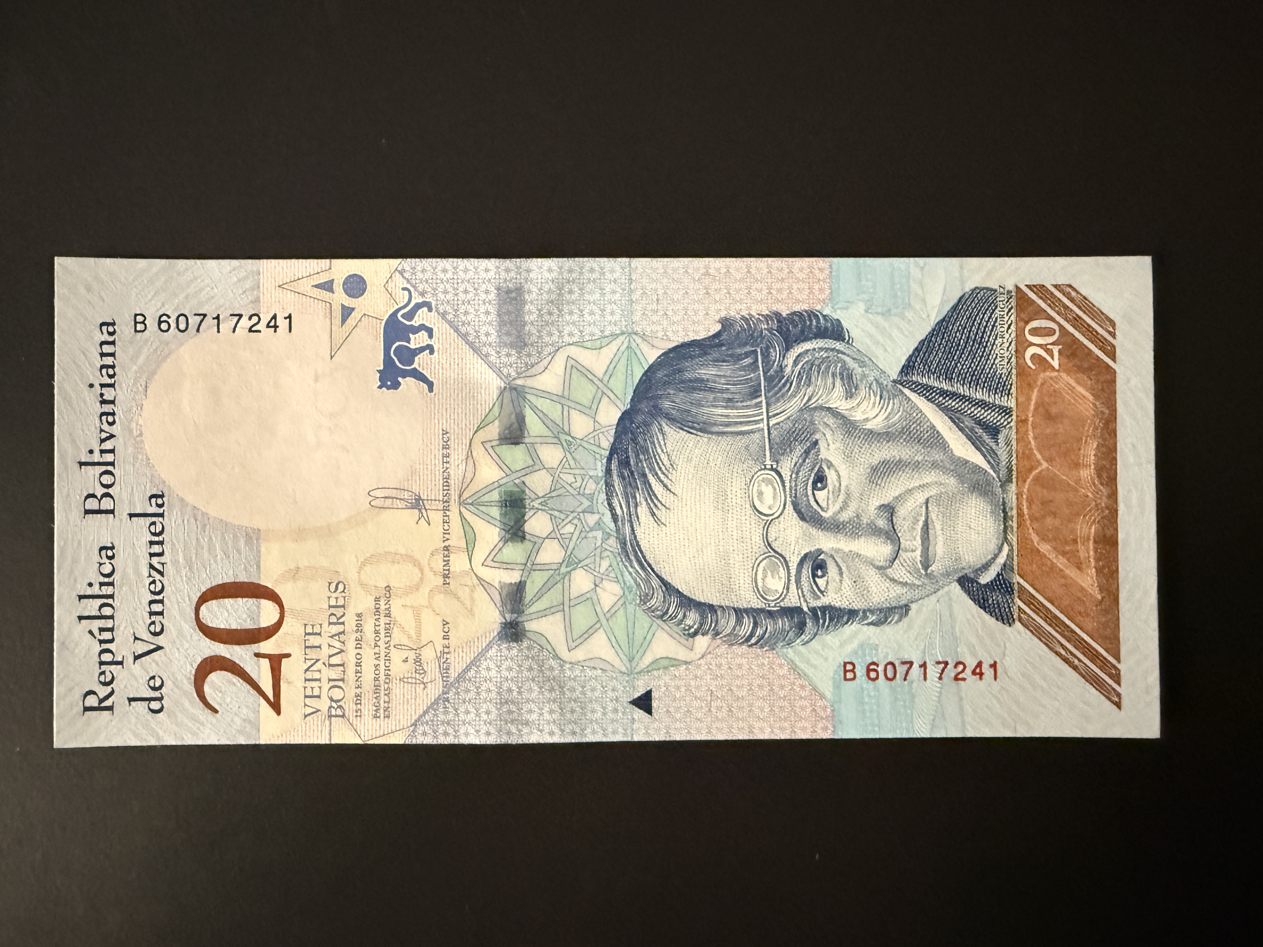 VENEZUELA 20 Bolivares 15.1.2018 (P.104) UNC
