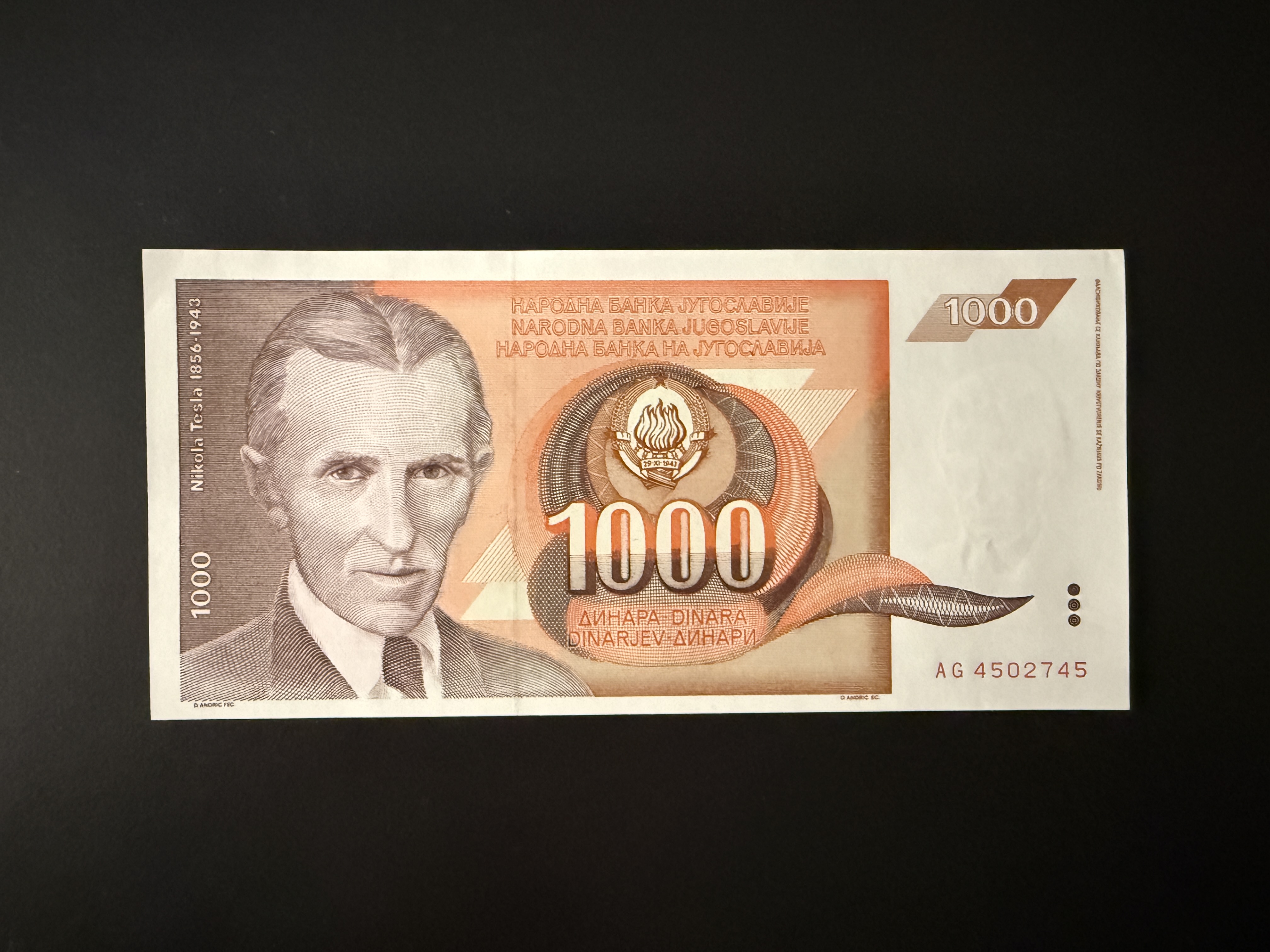 YUGOSLAVIA 1000 Dinara 26.11.1990 (P.107) UNC