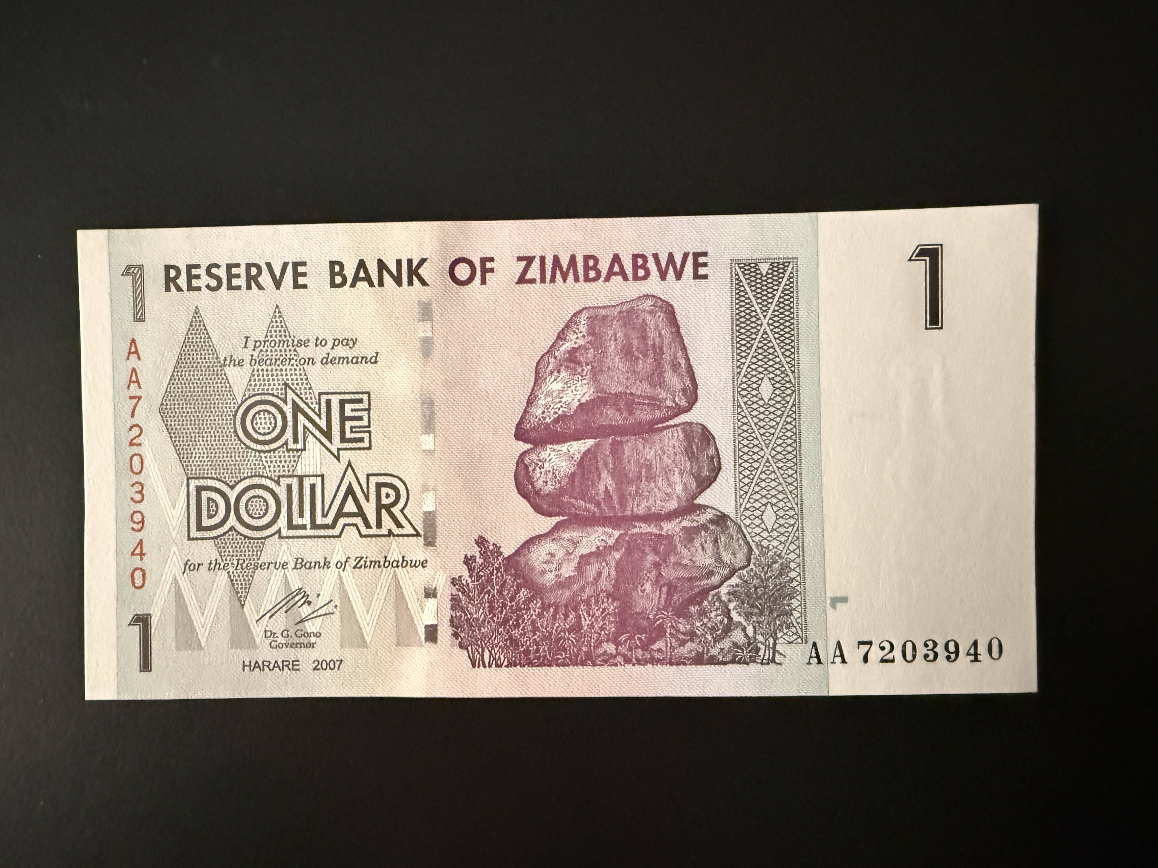 ZIMBABWE 1 Dollar 2007 (P.65) UNC