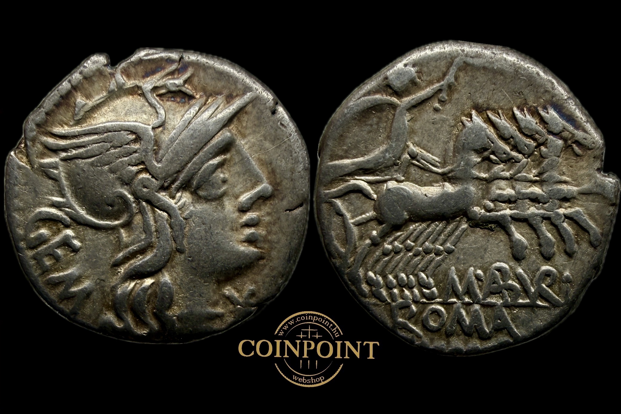 M. Aburius M.f. Geminus (i.e.132) Dénár Róma Crawford 250