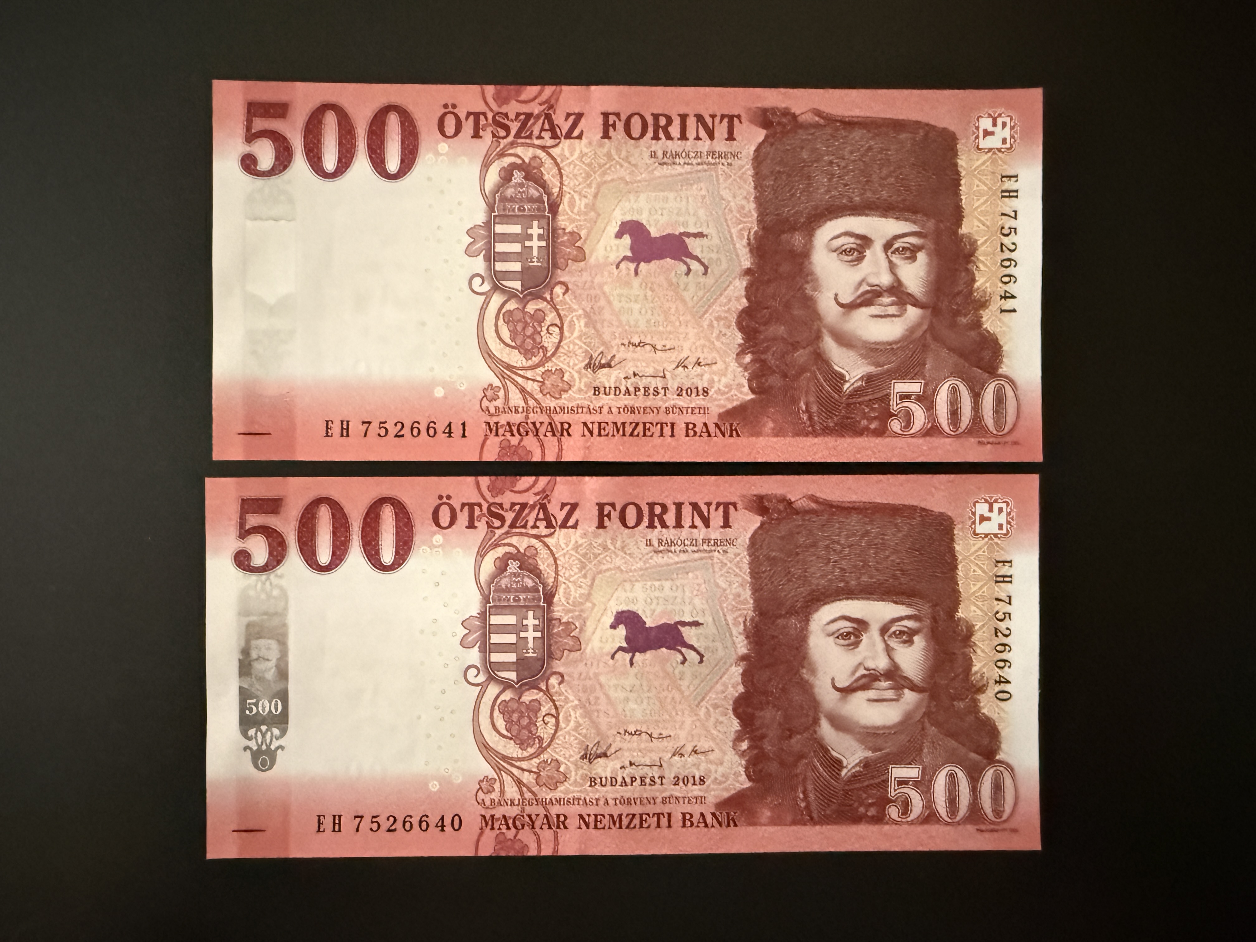 500 Forint UNC 2018 sorszámkövető 2db EH Adamo F60.7