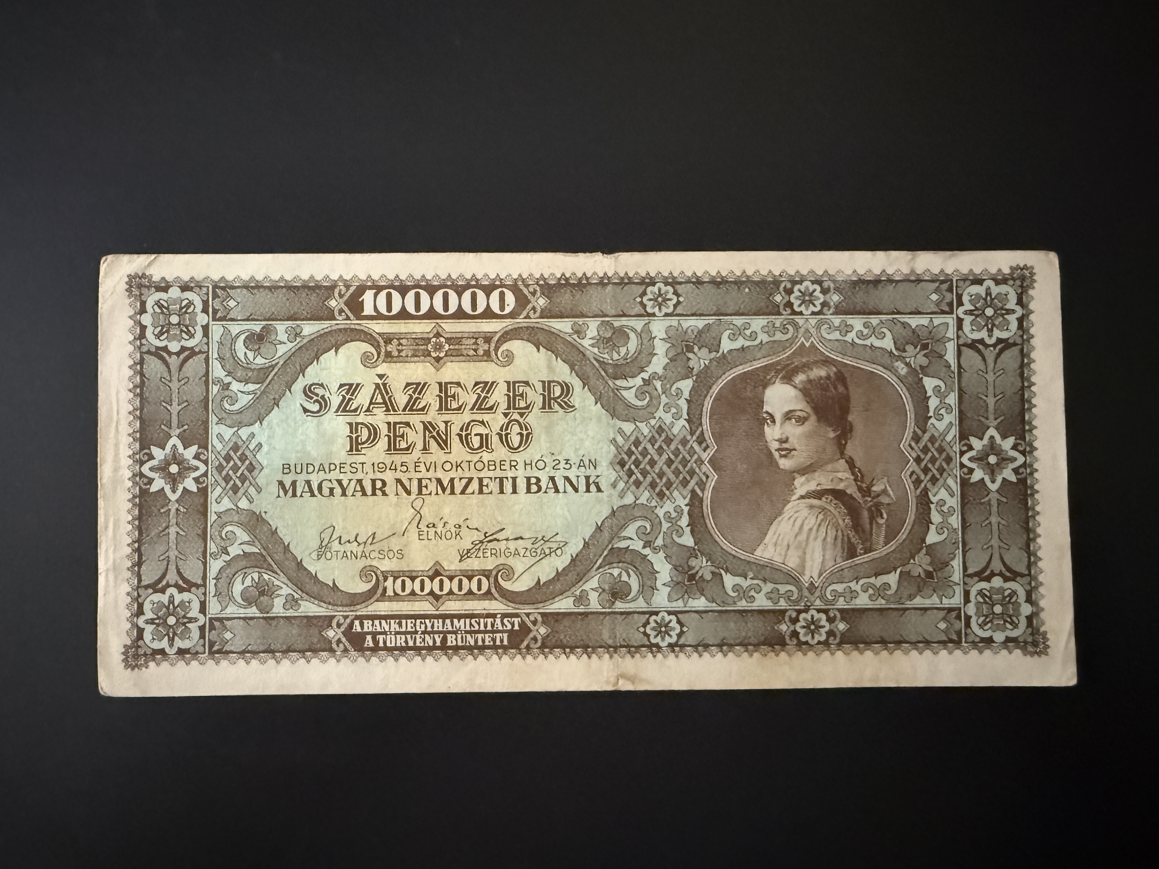 Százezer Pengő (1945) Adamo P24A VF - Pengő