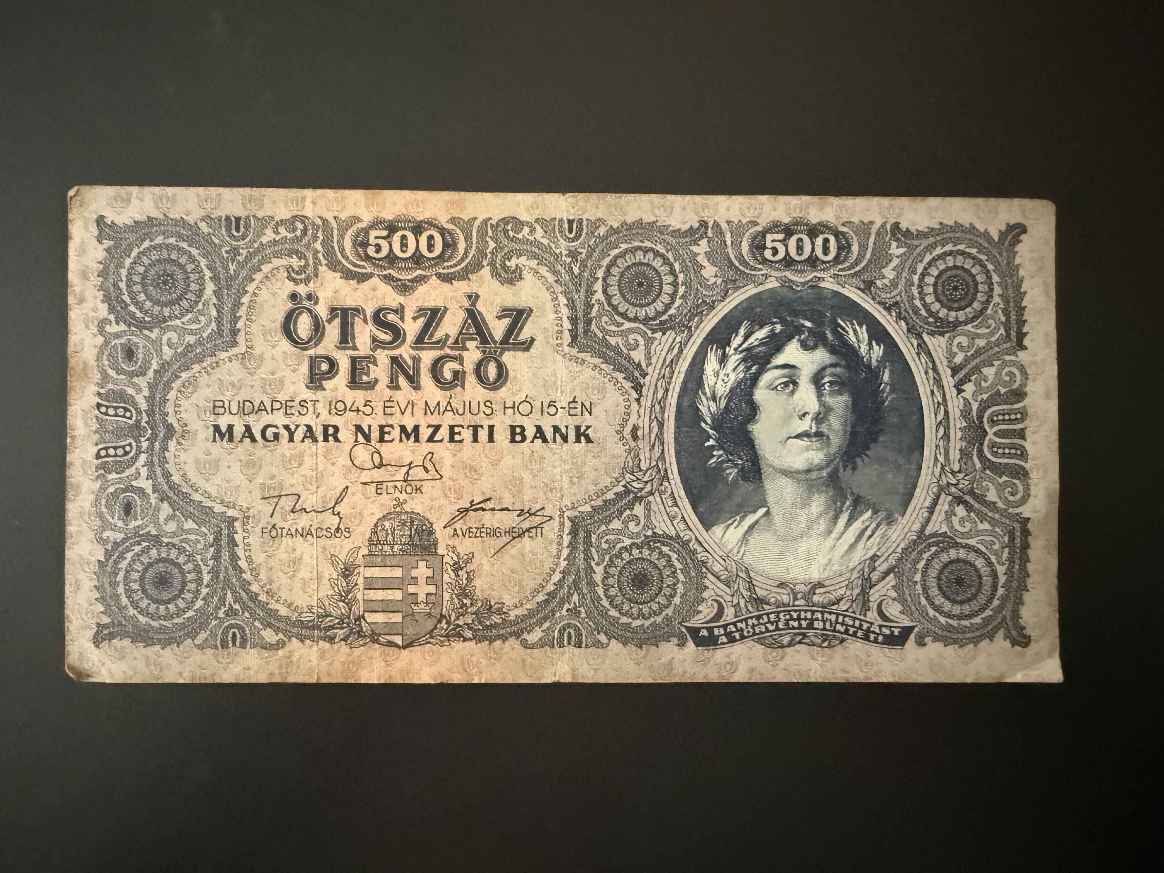 Ötszáz Pengő (1945K) Adamo P19 VF 