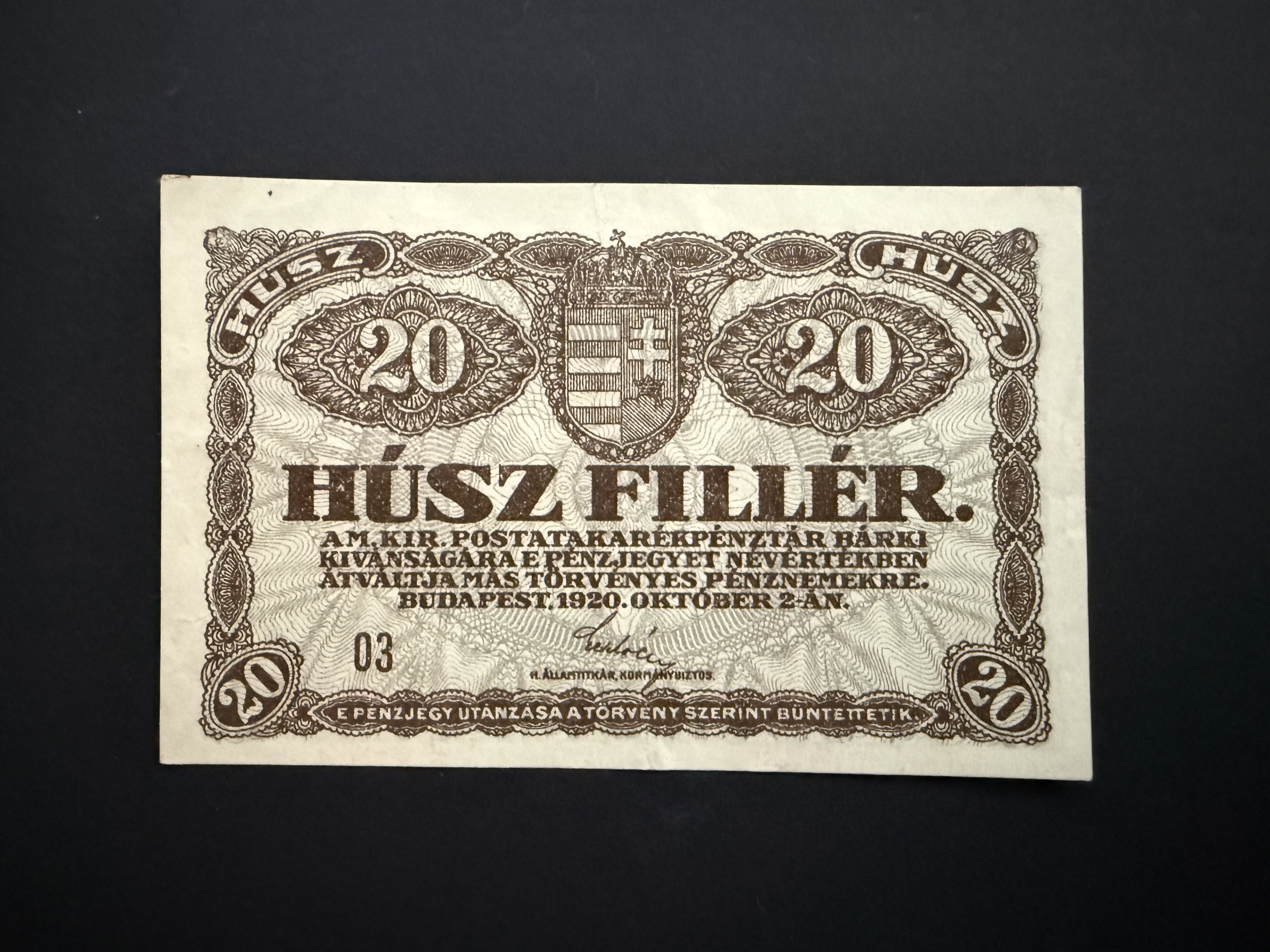 20 Fillér (1920) EF Adamo K1