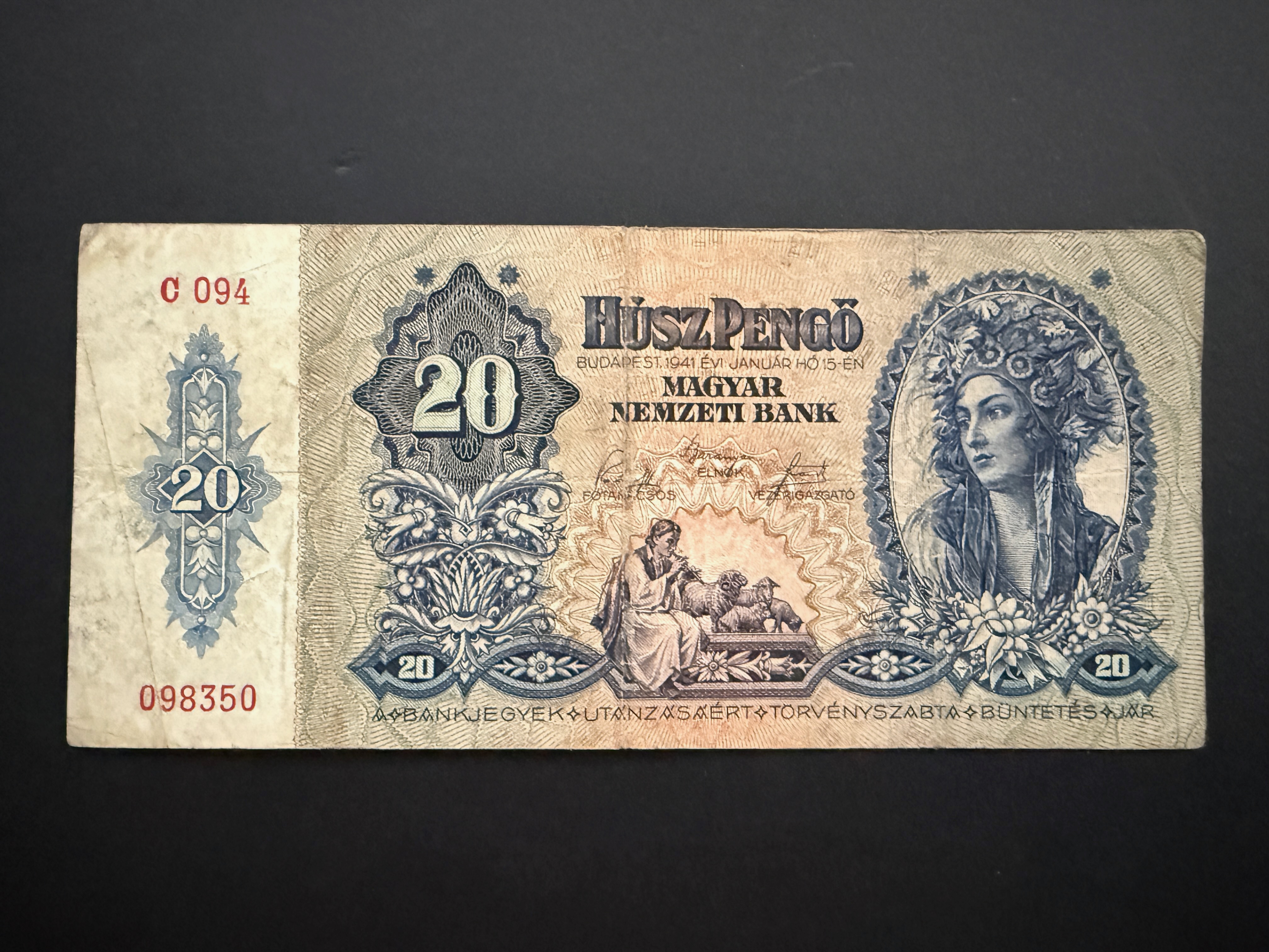 Húsz Pengő (1941) VF Adamo P12