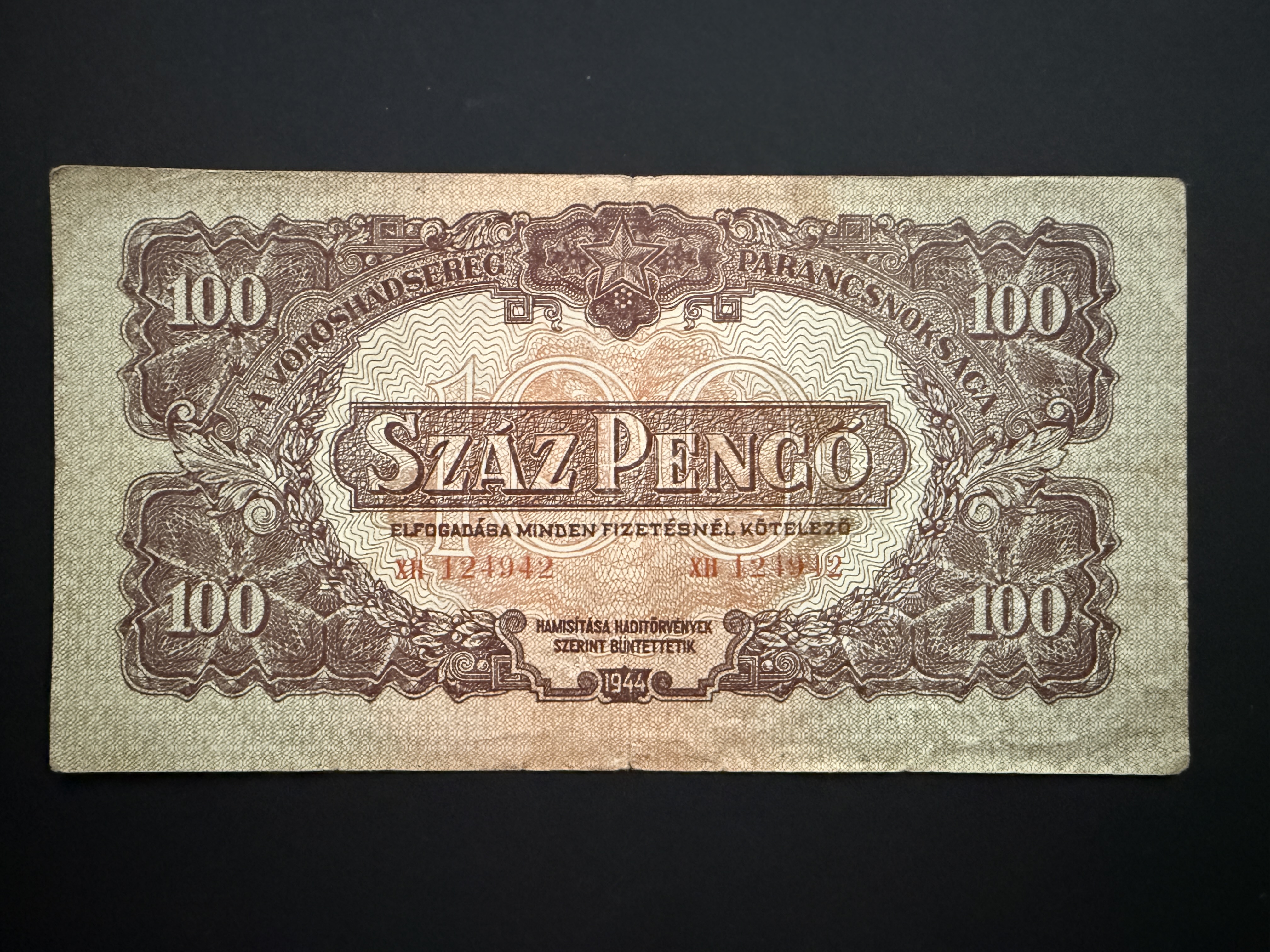 100 Pengő Vöröshadsereg (1944) Adamo P47 VF