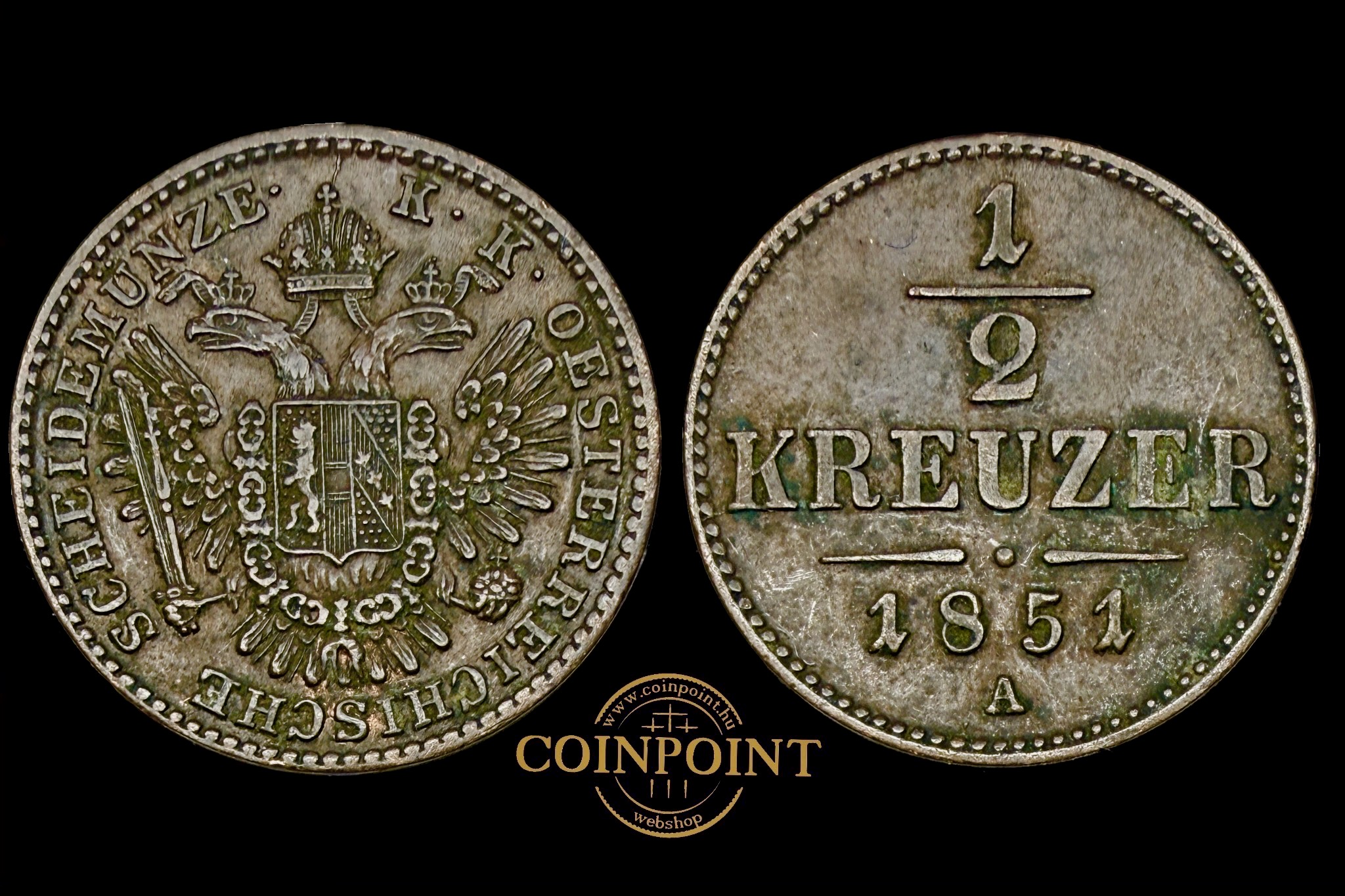 Ferenc József 1/2 Krajcár (1851)A KM 2181