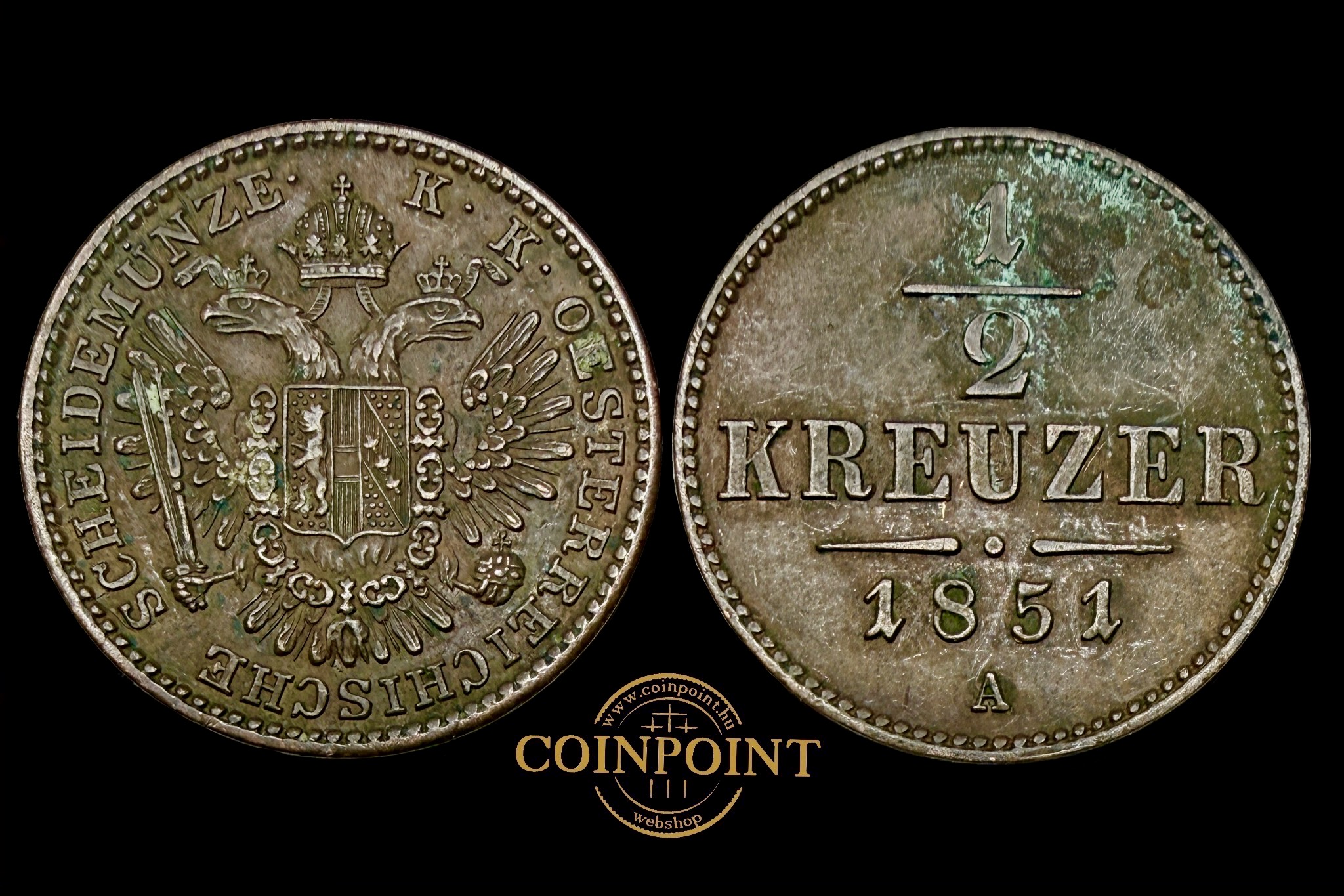 Ferenc József 1/2 Krajcár (1851)A KM 2181