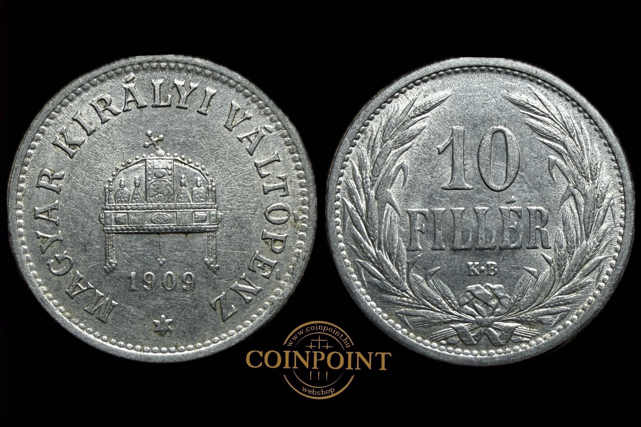 Magyar Királyi Váltópénz 10 Fillér 1909 KB Adamo K3