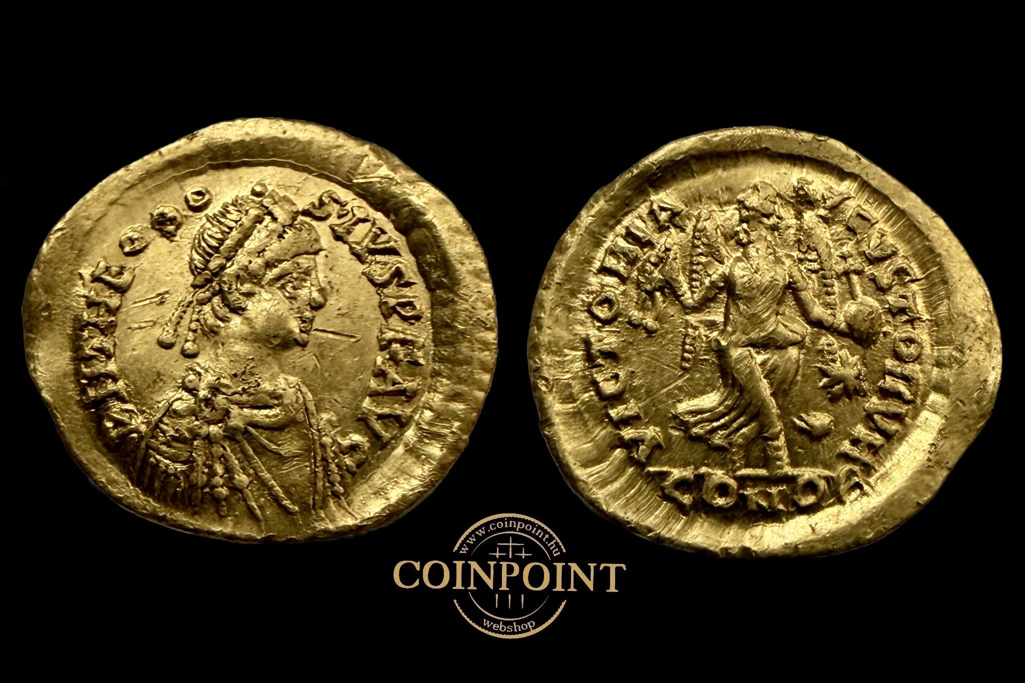 II.Theodosius (i.sz.402-450) Tremissis RIC X. 249 D N THEODO-SIVS P F AVG, VICTORIA - AVGVSTORVM / CON OB