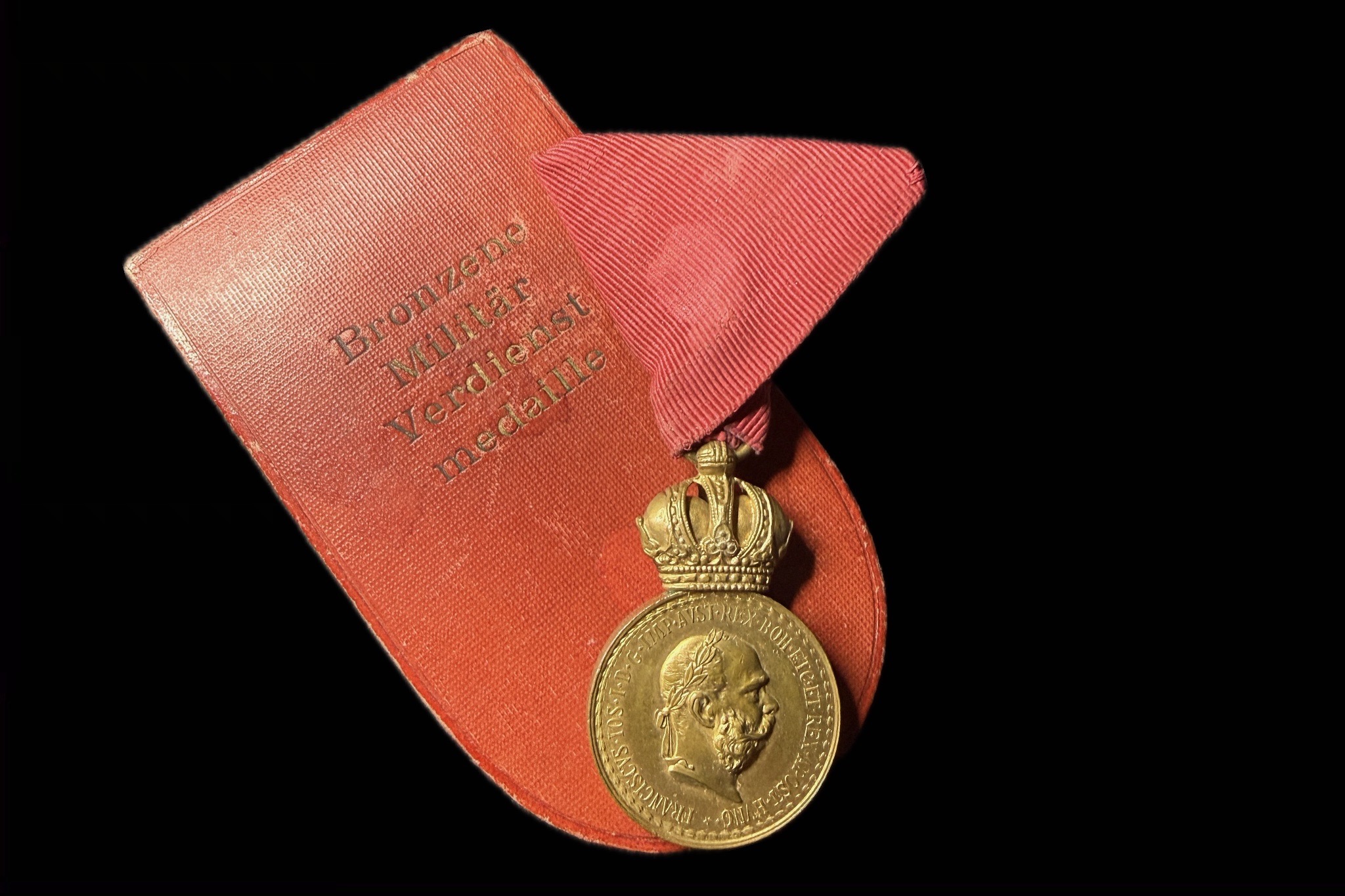 Ferenc József Katonai Érdemérem (Signum Laudis) bronz fokozat eredeti szalagon dobozban