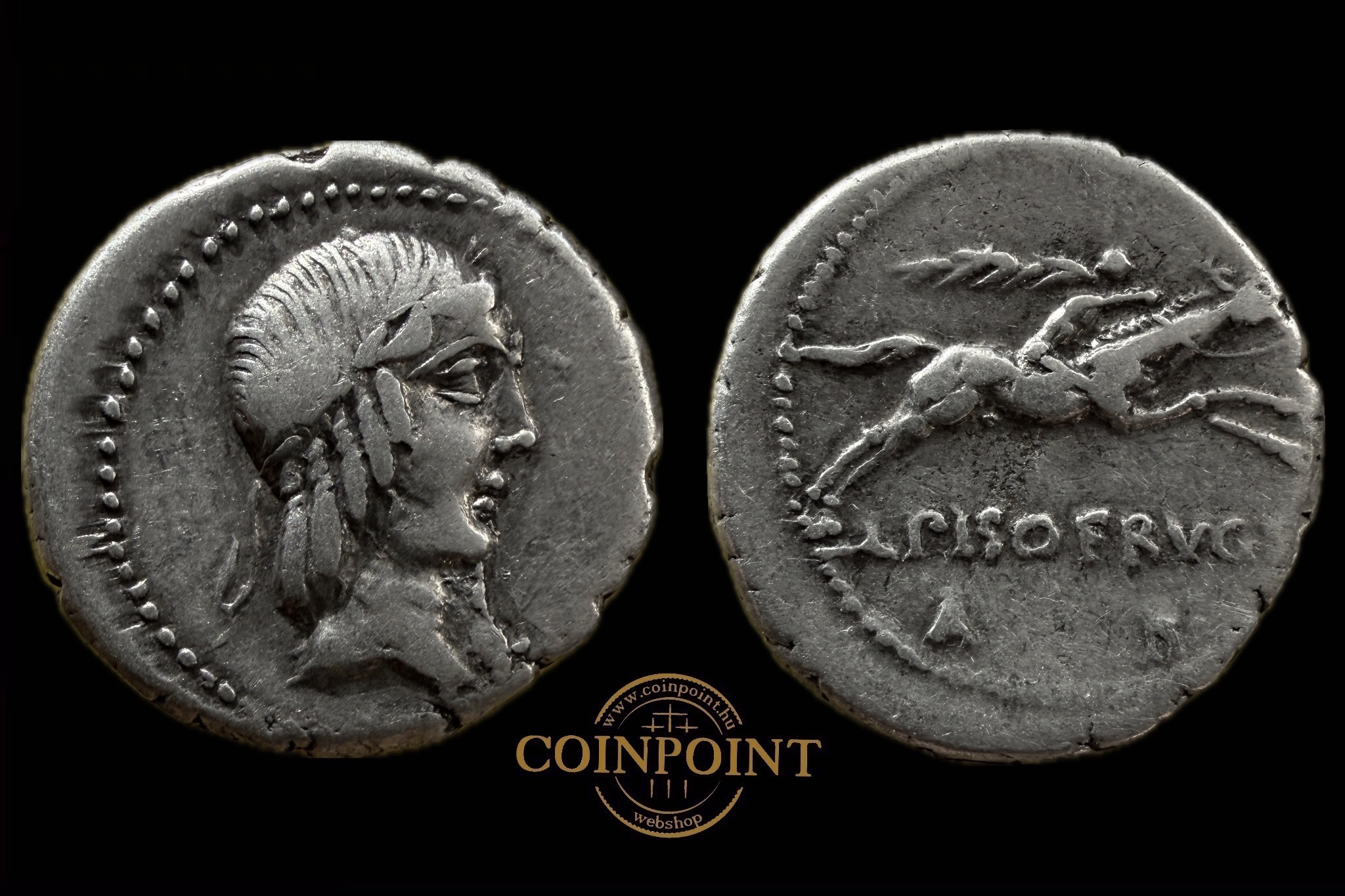 vL. Calpurnius Piso Frugi (i.e.90) Dénár Róma Crawford 340_1