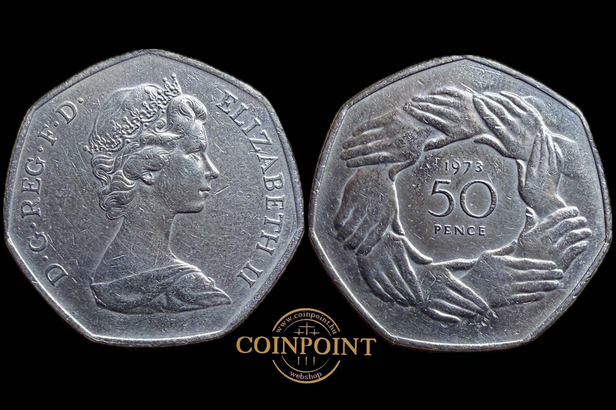 Anglia II.Erzsébet 50 New Pence 1973