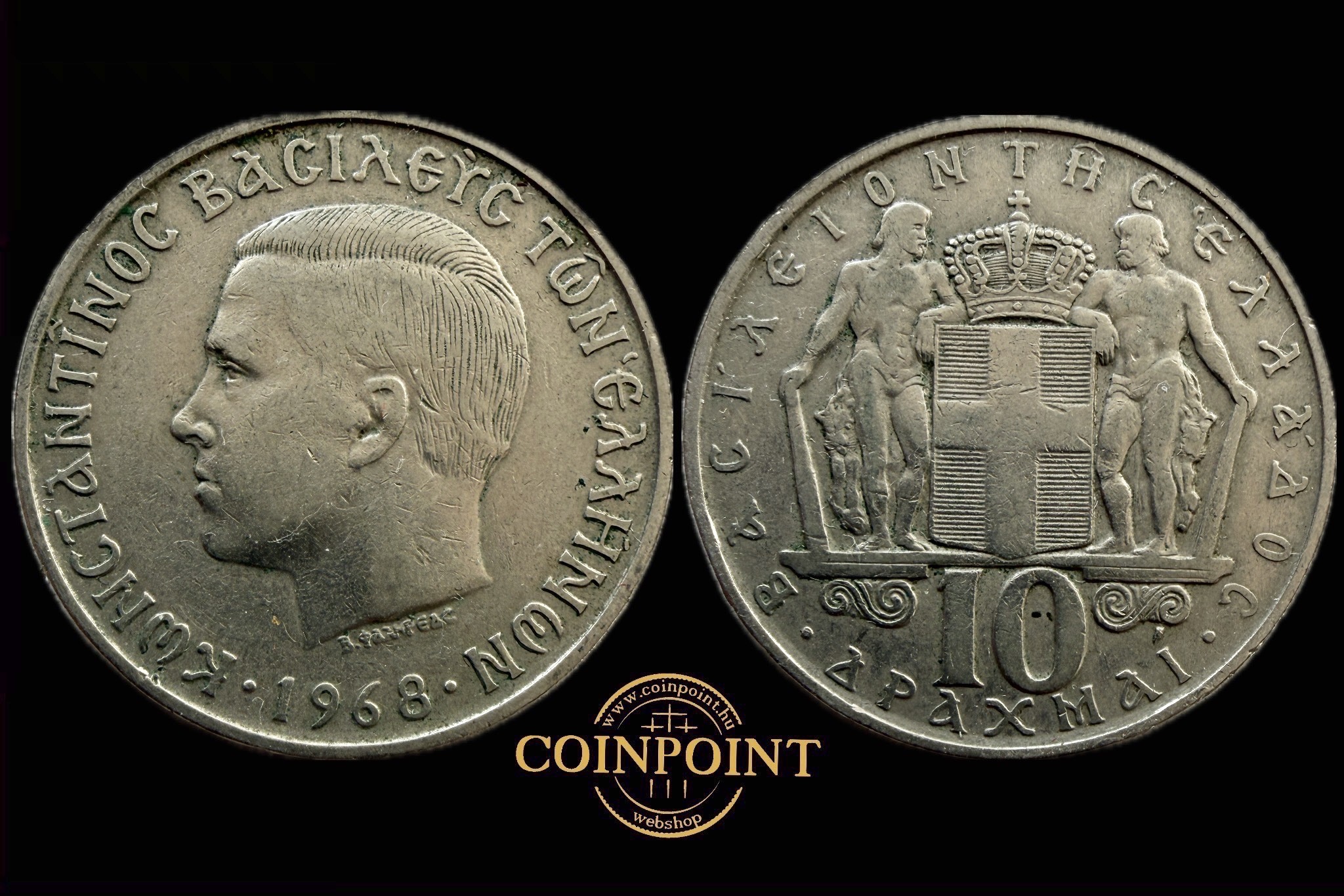 Görögország II.Constantine 10 Drachma 1968 