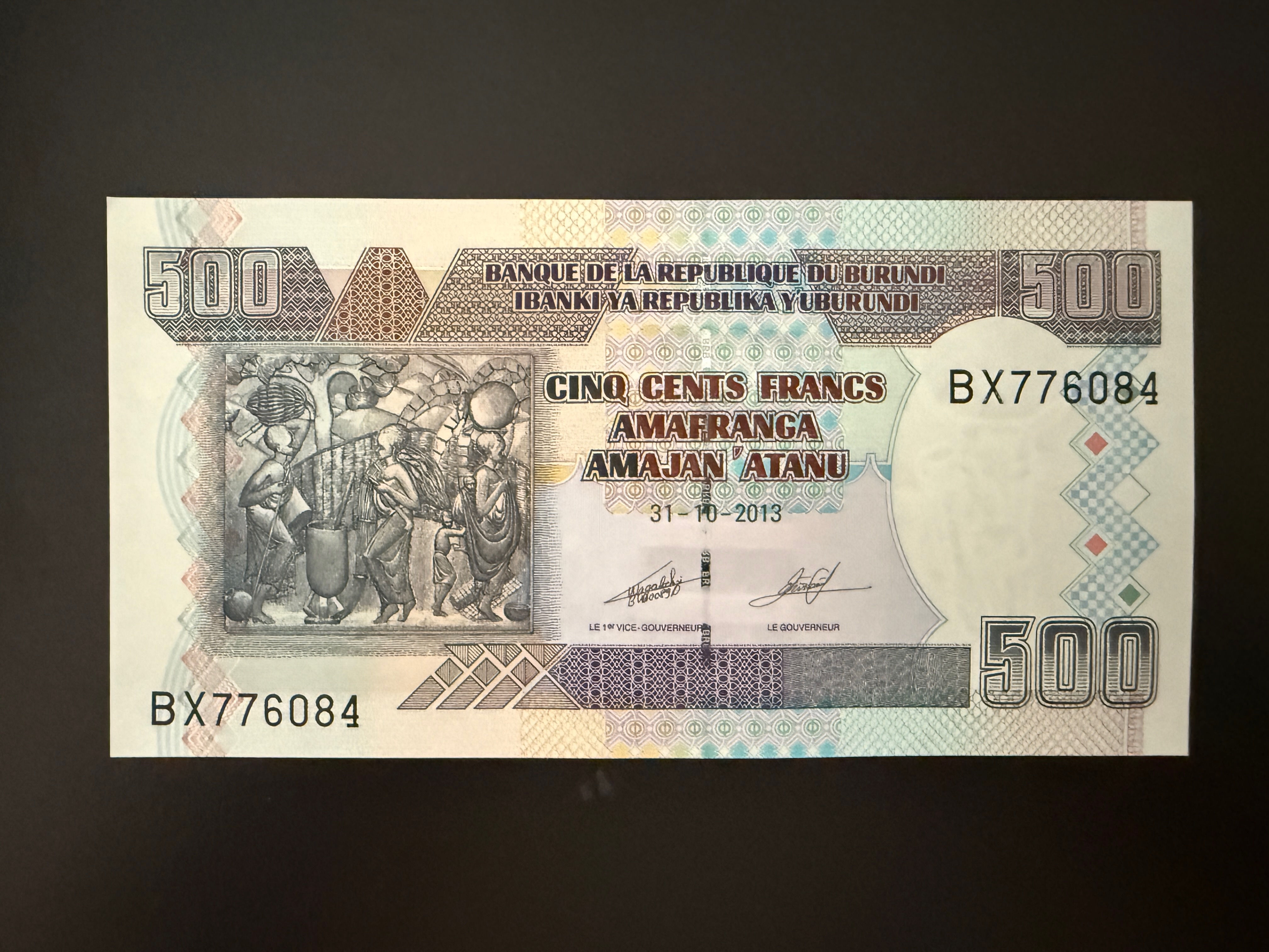 BURUNDI 500 Francs 31.10.2013 (P.45c) UNC
