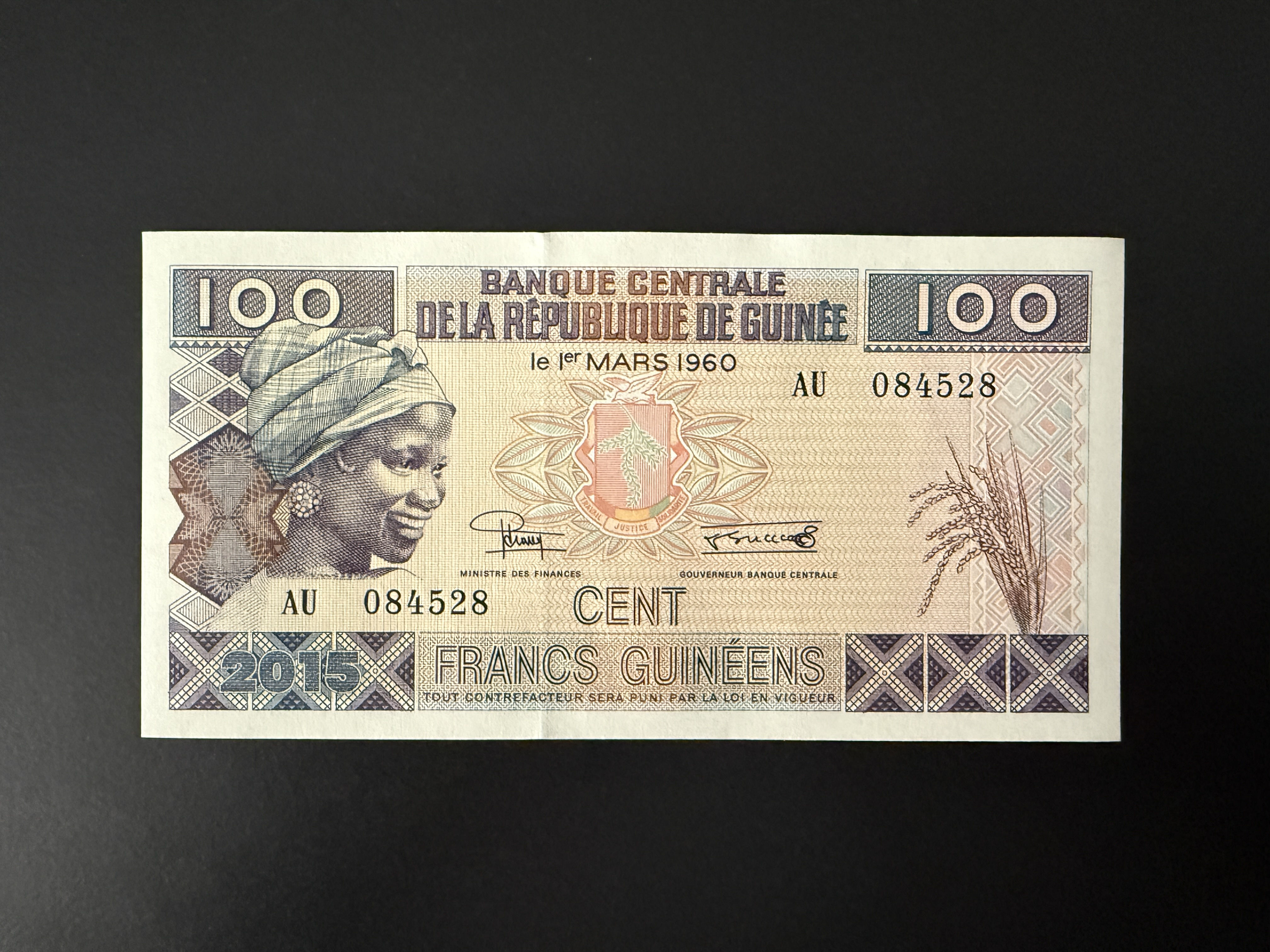 GUINEA 100 Francs 2015 (P.A47) UNC