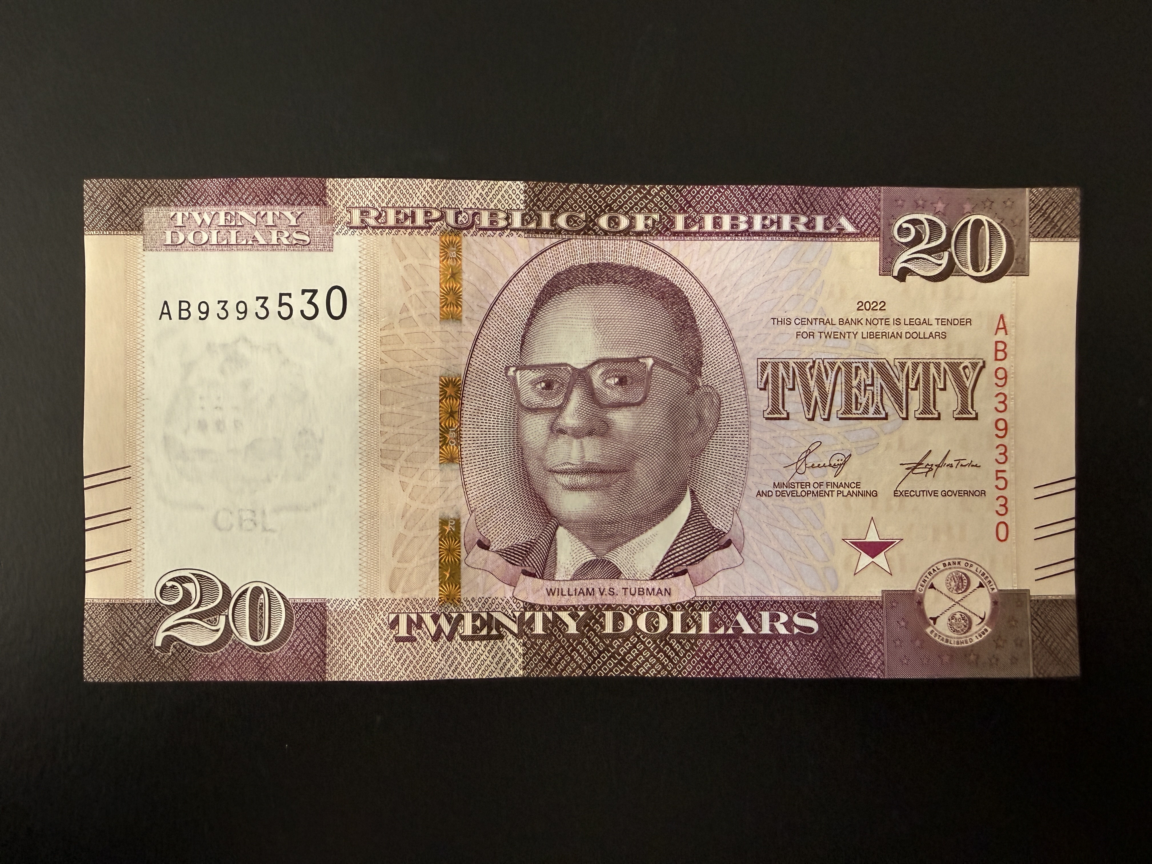LIBERIA 20 Dollars 2022 (P.39) UNC