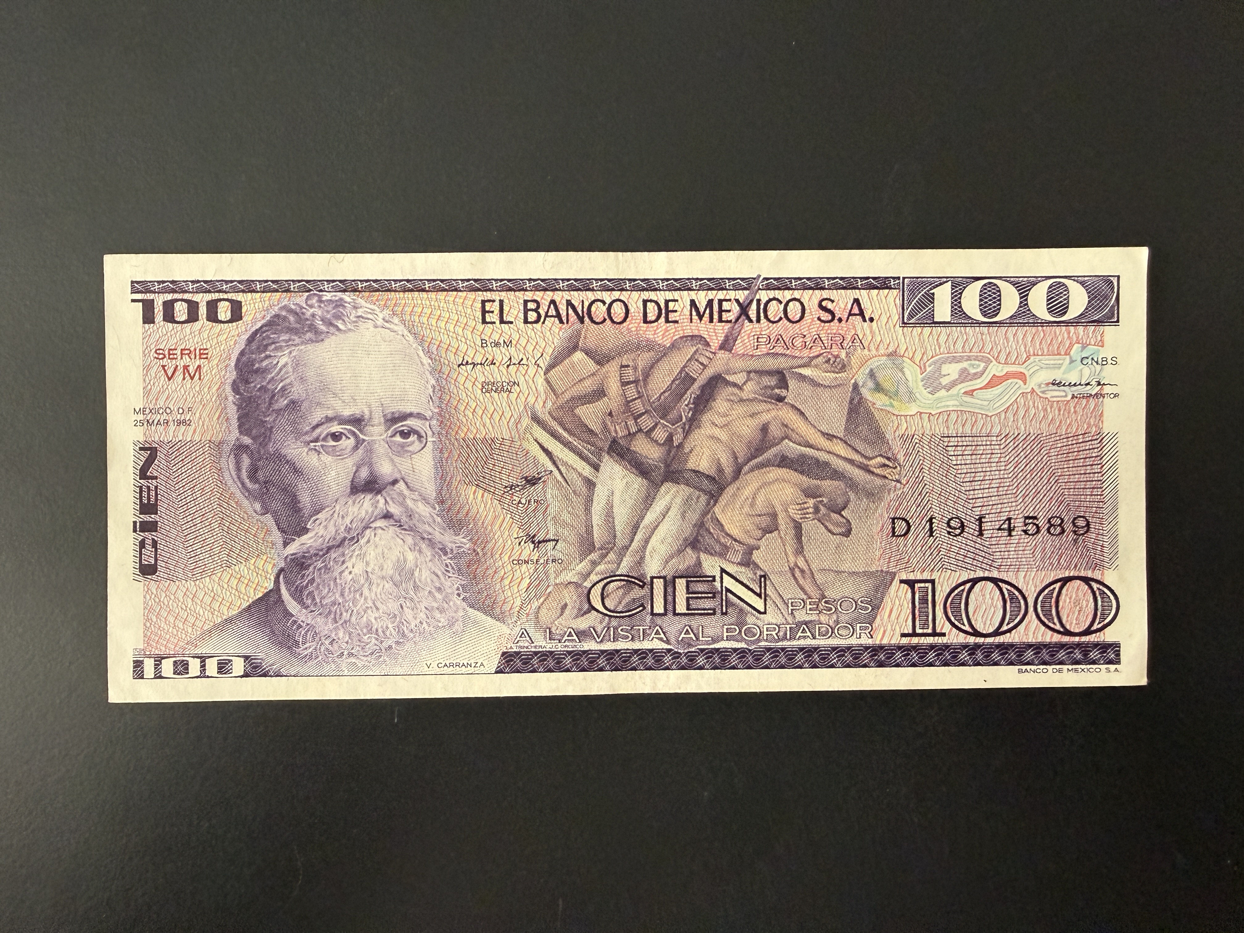 MEXICO 100 Pesos 25.3.1982 (P.74) UNC - Serie VM