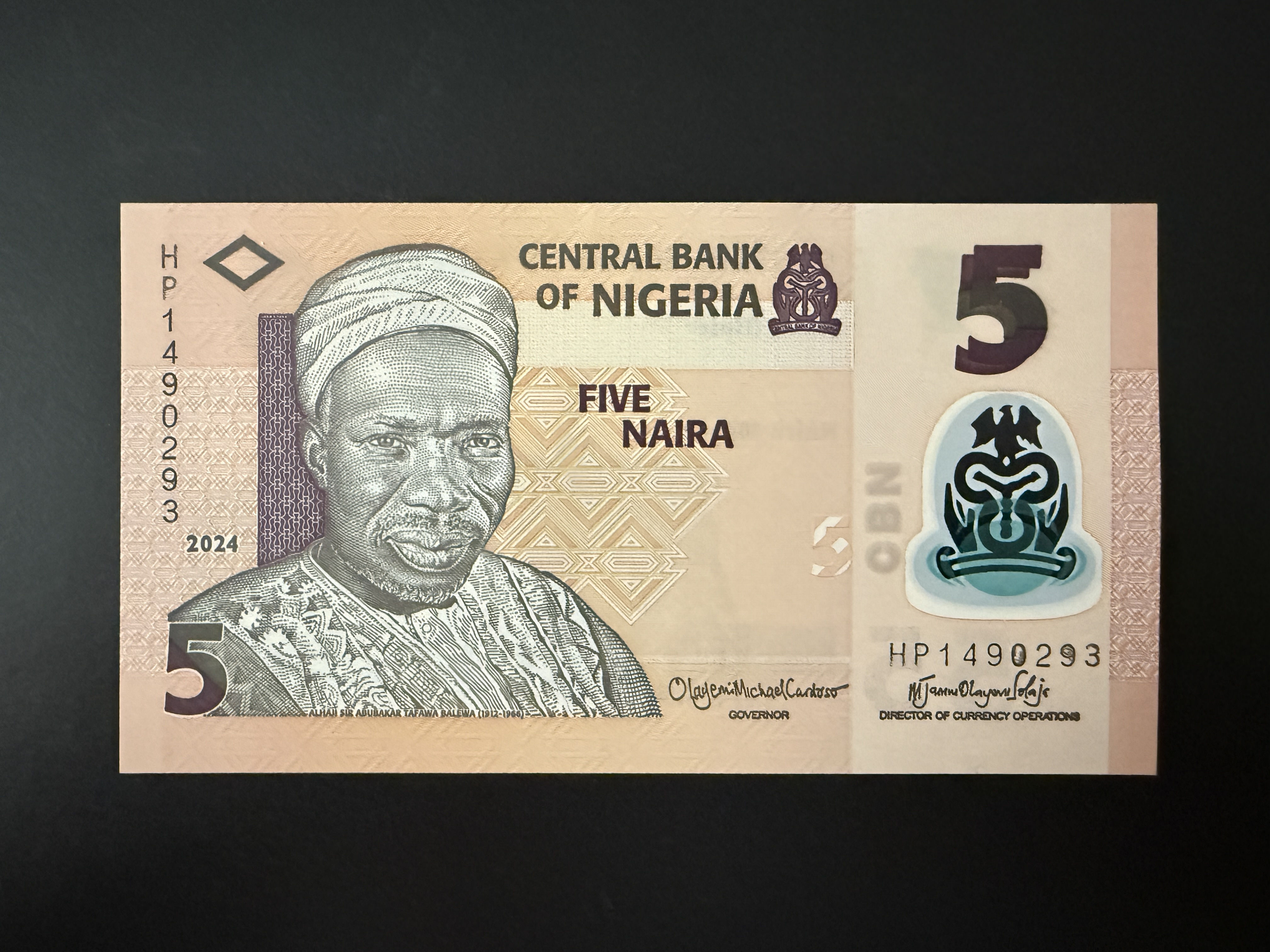 NIGERIA 5 Naira 2024 (P.38) UNC - polymer