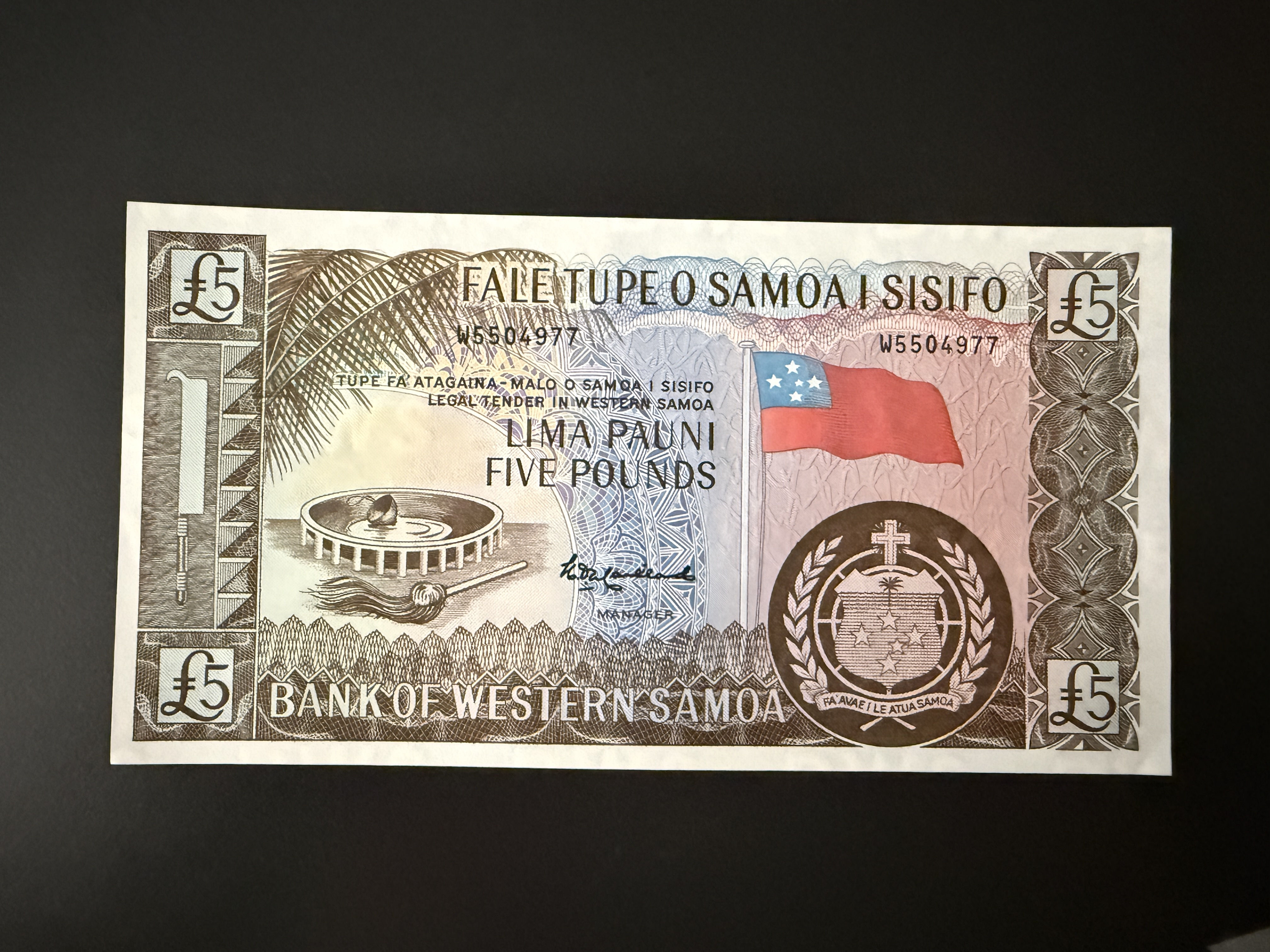 Western Samoa 5 Pounds ND (1963-2020) (P.15) UNC
