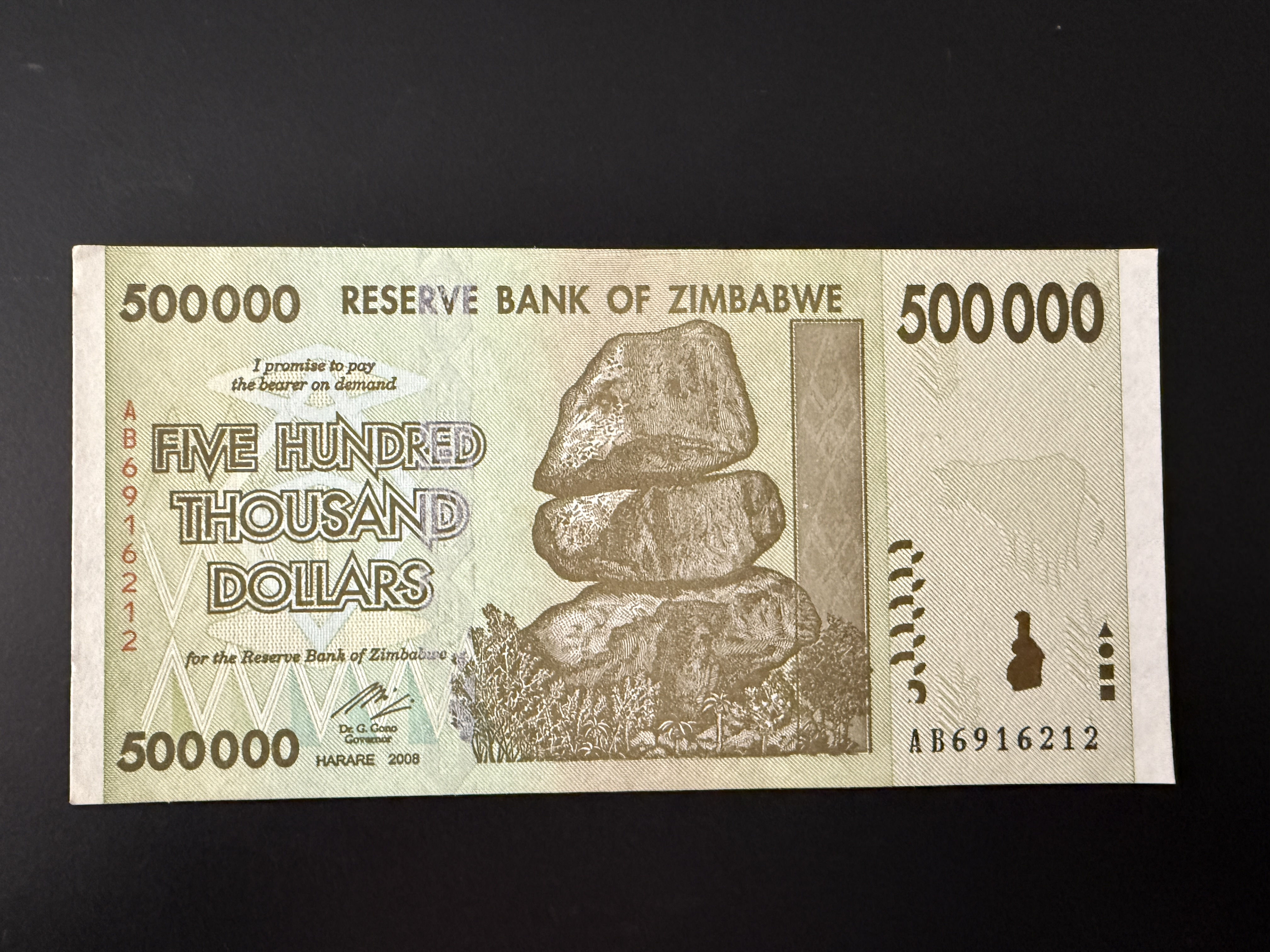Zimbabwe 500 000 Dollars 2008 (P.76) UNC