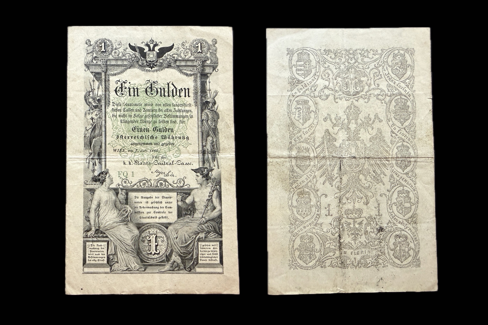 1 Gulden 1866 Adamo G97 VF