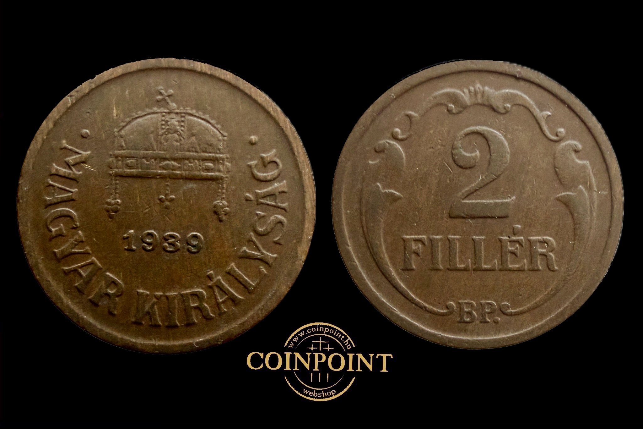 Magyar Királyság 2 Fillér 1939 BP Adamo P2