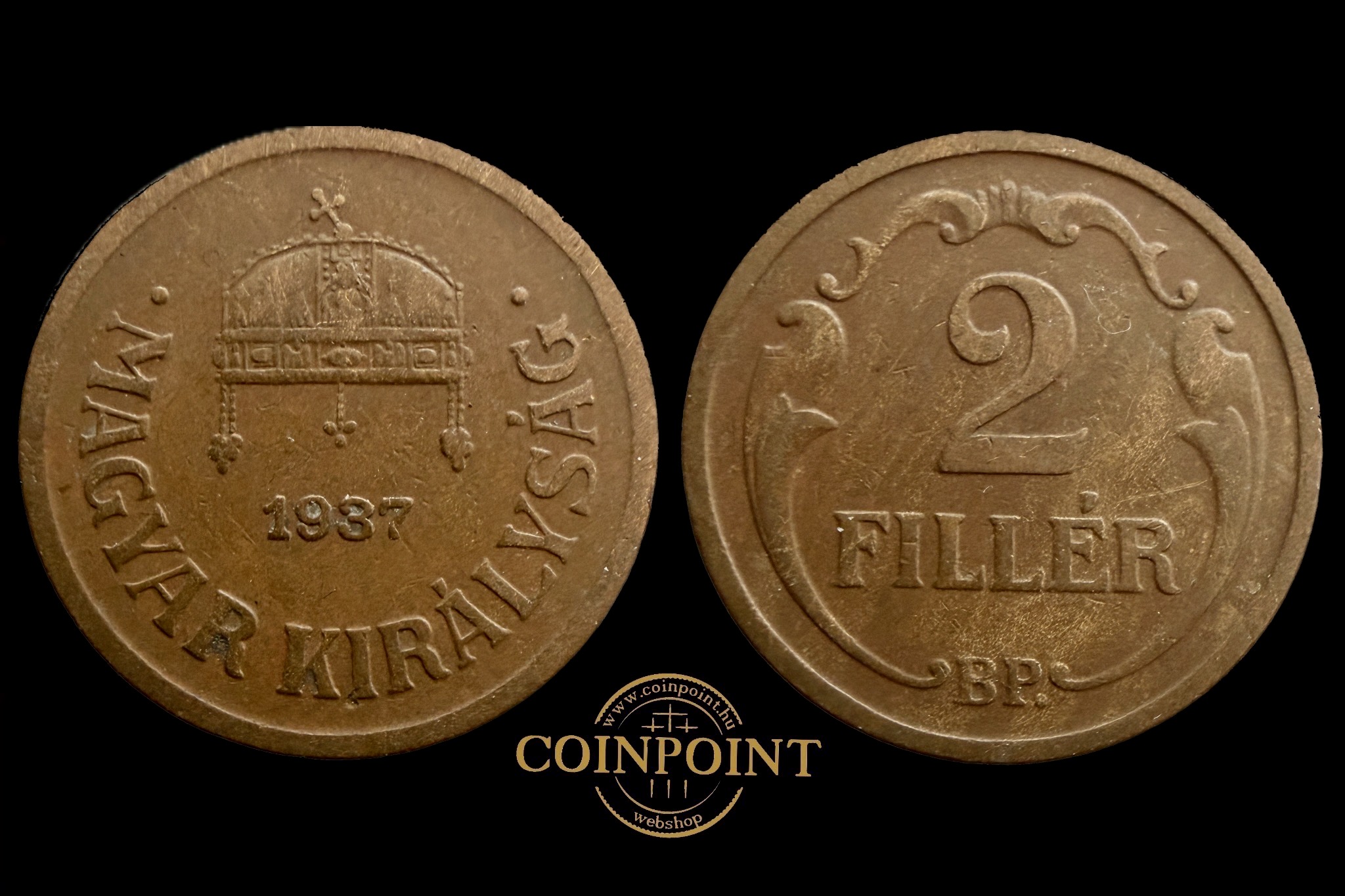 Magyar Királyság 2 Fillér 1937 BP Adamo P2