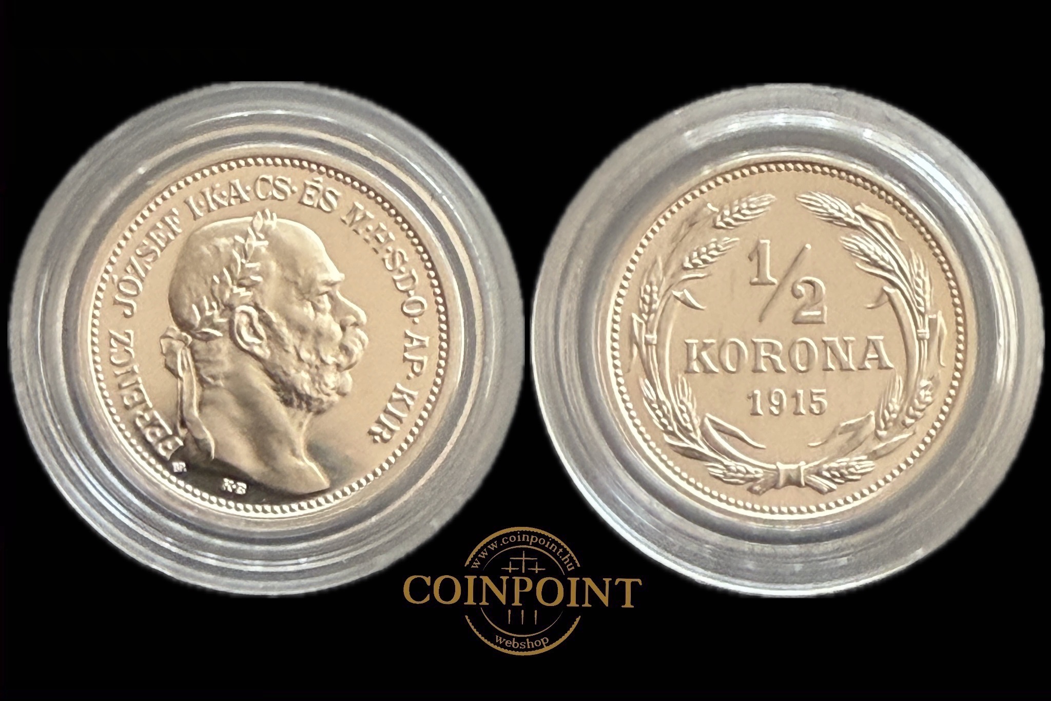 Ferenc József 1/2 Korona 1915 UNC (próbaveret UV) Adamo KE4