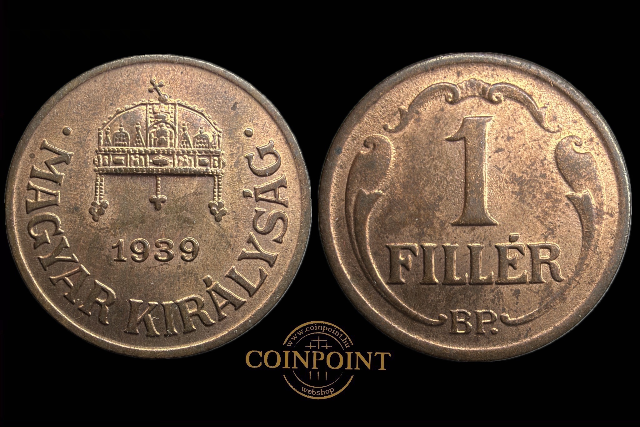 Magyar Királyság 1 Fillér UNC 1939 BP Adamo P1