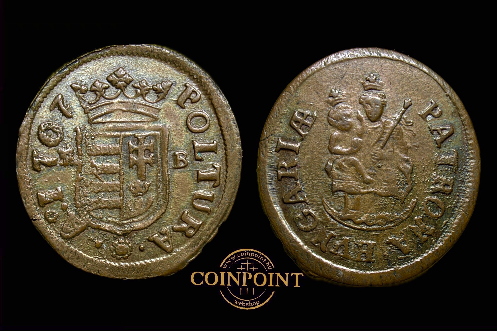 II.Rákóczi Ferenc poltura (1707) K-B sárgaréz fordított madonna Éh-1140